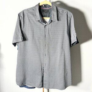 Ted Baker 100% Cotton Black & White Print Short-Sleeve Button-Up SZ 2XL